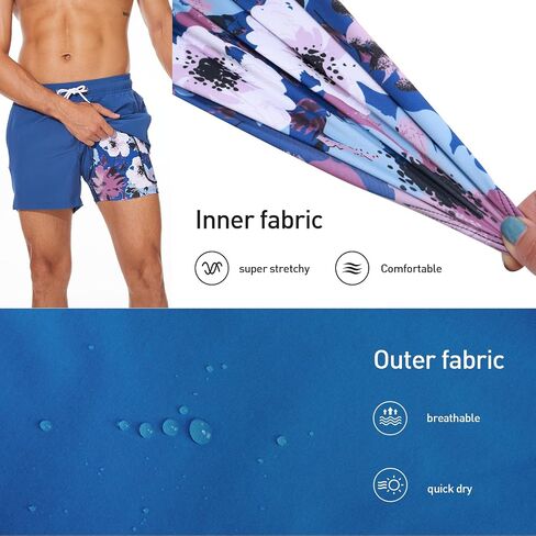 Arcweg Mens Swim Trunks Quick Dry Beach Swim Shorts with Compression Liner 5.5" Inseam Swimwear Bathing Suit in Saudi Arabia