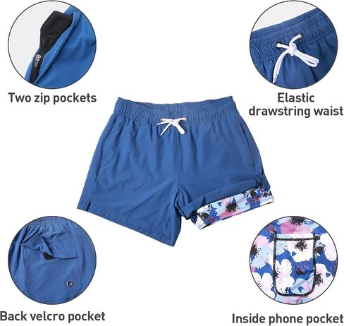 Arcweg Mens Swim Trunks Quick Dry Beach Swim Shorts with Compression Liner 5.5" Inseam Swimwear Bathing Suit in Saudi Arabia