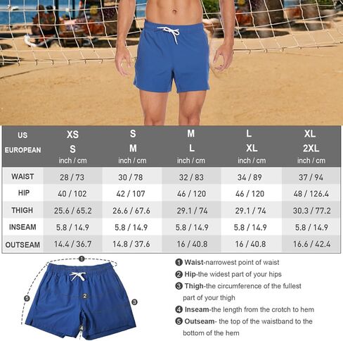 Arcweg Mens Swim Trunks Quick Dry Beach Swim Shorts with Compression Liner 5.5" Inseam Swimwear Bathing Suit in Saudi Arabia