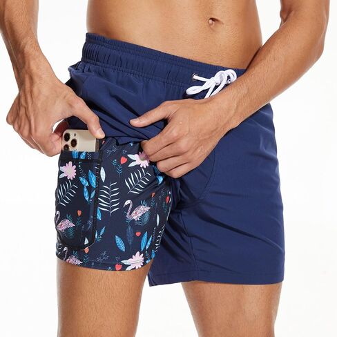 Arcweg Mens Swim Trunks Quick Dry Beach Swim Shorts with Compression Liner 5.5" Inseam Swimwear Bathing Suit in Saudi Arabia