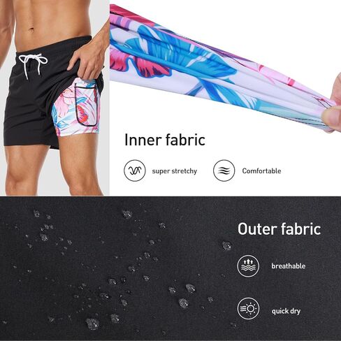 Arcweg Mens Swim Trunks Quick Dry Beach Swim Shorts with Compression Liner 5.5" Inseam Swimwear Bathing Suit in Saudi Arabia