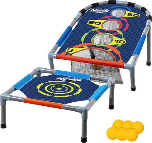 مجموعة ألعاب NERF Kids Bounce N Score Target Toss Game - لعبة هدف ارتداد الكرة الإسفنجية للأطفال بعمر 6 سنوات فما فوق - (6) كرات إسفنجية نطاطة و(1) هدف تسجيل متضمن in Saudi Arabia