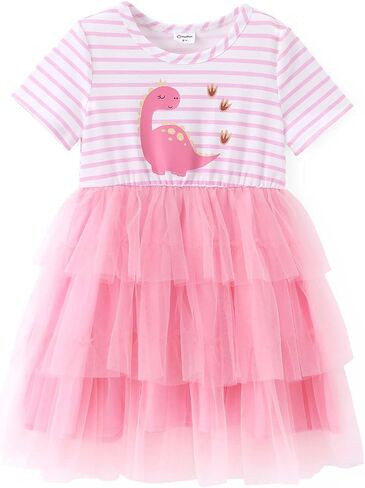 PATPAT Toddler Little Girls Dresses Short Sleeve Princess Tulle Skirt Birthday Party Cake Tutu Dress for Girls in Saudi Arabia