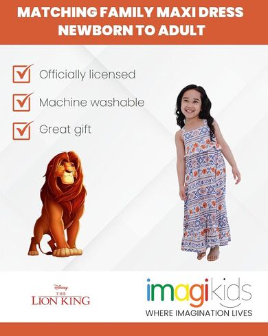 مجموعة ملابس ديزني Lion King المتطابقة للعائلة، رومبير Mommy & Me، فستان وسروال طويل بطبعة جغرافية، من حديثي الولادة إلى البالغين in Kuwait