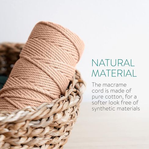 Navaris Macrame Cord 3mm x 109 Yards (Set of 3 Reels) - Rope Made of 100% Natural Cotton for Wall Hangings Plant Hangers - Pink, Olive, Off-White in Saudi Arabia