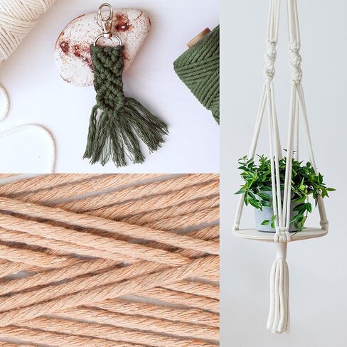 Navaris Macrame Cord 3mm x 109 Yards (Set of 3 Reels) - Rope Made of 100% Natural Cotton for Wall Hangings Plant Hangers - Pink, Olive, Off-White in Saudi Arabia