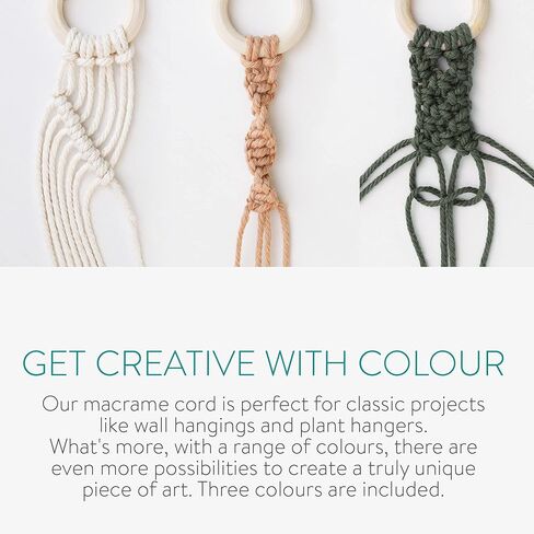 Navaris Macrame Cord 3mm x 109 Yards (Set of 3 Reels) - Rope Made of 100% Natural Cotton for Wall Hangings Plant Hangers - Pink, Olive, Off-White in Saudi Arabia