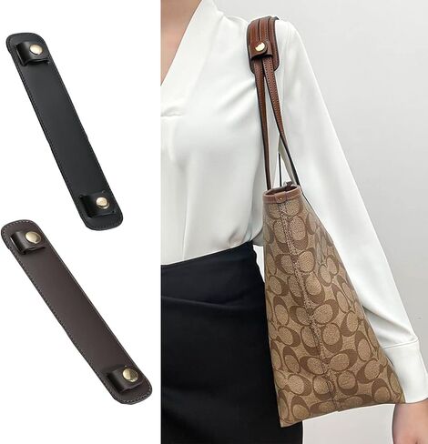 PU Leather Shoulder Strap Pad,Detachable Soft Leather Strap Cover,Compatible with Women Tote Purses, Handbag, Satchels,More comfortable to carry (BLACK) in Saudi Arabia