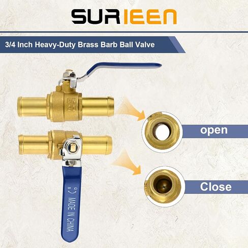 Brass Hose Barb Ball Valve Kit, 2pcs 3/4" Heater Hose Shut Off Valve with Stainless Steel Clamps, Brass Barb Air Ball Valve for Water Oil Gas Fuel Shut Cut Off 19mm Pex Tubing in Saudi Arabia