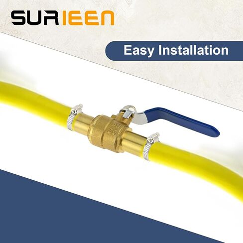 Brass Hose Barb Ball Valve Kit, 2pcs 3/4" Heater Hose Shut Off Valve with Stainless Steel Clamps, Brass Barb Air Ball Valve for Water Oil Gas Fuel Shut Cut Off 19mm Pex Tubing in Saudi Arabia