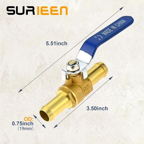 Brass Hose Barb Ball Valve Kit, 2pcs 3/4" Heater Hose Shut Off Valve with Stainless Steel Clamps, Brass Barb Air Ball Valve for Water Oil Gas Fuel Shut Cut Off 19mm Pex Tubing in Saudi Arabia