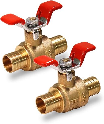Midline Valve 837Q034-4 Full Port x PEX Barb Ball Valve Water Shut Off with Tee Handle, 1/2", Brass (Pack of 2) in Saudi Arabia