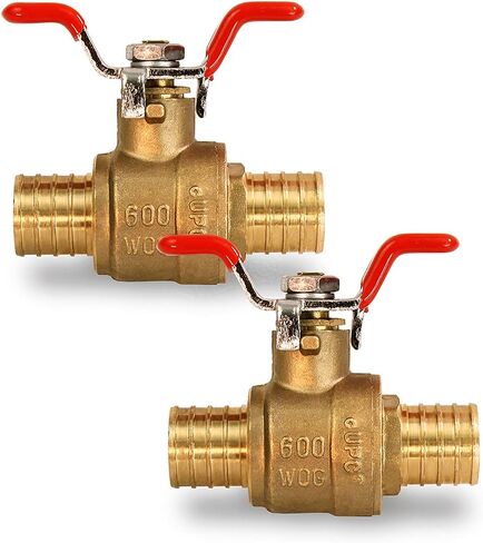 Midline Valve 837Q034-4 Full Port x PEX Barb Ball Valve Water Shut Off with Tee Handle, 1/2", Brass (Pack of 2) in Saudi Arabia