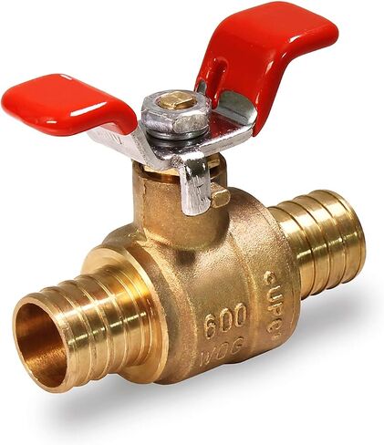 Midline Valve 837Q034-4 Full Port x PEX Barb Ball Valve Water Shut Off with Tee Handle, 1/2", Brass (Pack of 2) in Saudi Arabia