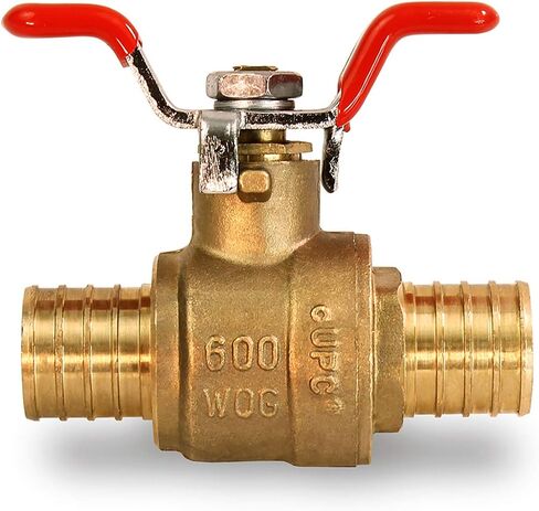 Midline Valve 837Q034-4 Full Port x PEX Barb Ball Valve Water Shut Off with Tee Handle, 1/2", Brass (Pack of 2) in Saudi Arabia