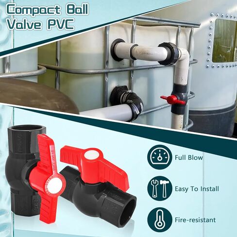 PVC Compact Ball Valve Inline Slip 1 1/4", Compact T-Handle Water Shut-Off Valves,Socket Valve,Pipe Fitting Coupling Adapter for aquarium,Water Treatment,Swimming Pool Equipment (1 1/4 Inch, 1) in Saudi Arabia