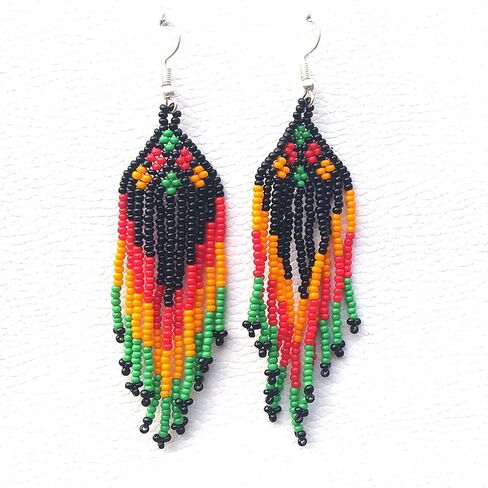 Weavish Long Beaded Necklace – Boho Native Handmade Seed Bead Tassel Necklace, Bohemian Large Statement Beaded Necklace for Women and Girls #55 in Kuwait