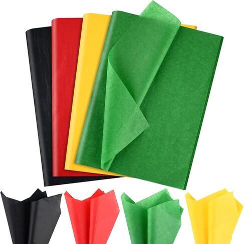 Bolsome 100 Sheets Black Yellow Red Green Tissue Paper for Gift Bags Juneteenth Theme Assorted Color Tissue Paper for Gift Wrapping for National Black History Party DIY Craft in Saudi Arabia