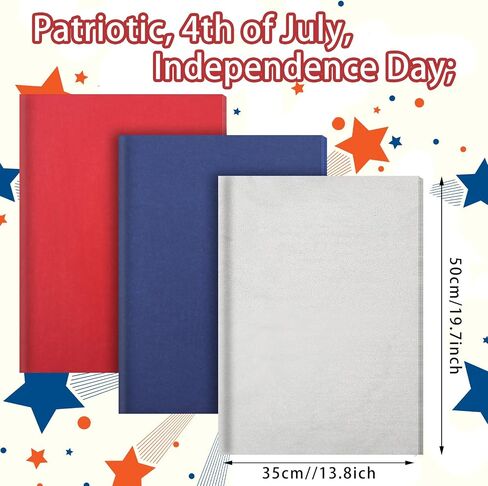 60 Sheets Patriotic Red Blue Silver Tissue Paper, 4th of July Decorative Art Paper for DIY Crafts Independence Day Memorial Day Party Decorations, 14 x 20 Inch in Saudi Arabia