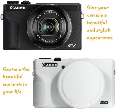 Case for Canon Powershot G7X Mark III Digital Camera, Anti-Scratch Slim Fit Soft Silicone Skin with Detachable Lens Cover, Camera Accessories - Pink in Saudi Arabia