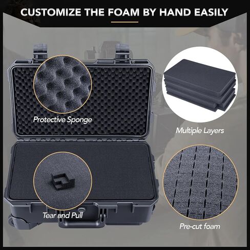 Lykus Large High Waterproof Case with Foam Insert, Various Sizes, IP66 Splash-Proof, Suitable for Cameras, Lenses, Electronic Equipment and More in Saudi Arabia