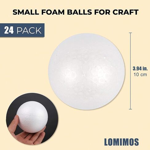 LOMIMOS 24pcs 4 Inch Foam Balls, White Craft Balls for Arts & Crafts DIY Cratfs School Projects Christmas Easter Home Party Decoration in Saudi Arabia
