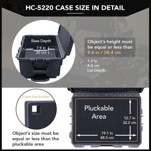 Lykus Large High Waterproof Case with Foam Insert, Various Sizes, IP66 Splash-Proof, Suitable for Cameras, Lenses, Electronic Equipment and More in Saudi Arabia
