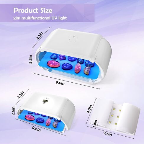 Mity rain Two Sides UV Light for Resin, UV Resin Light with 48 LED Beads Faster Curing，Foldable 72W UV Resin Lamp Split Usageable UV Light for Resin Curing Adjustable Time Digital Display in Saudi Arabia