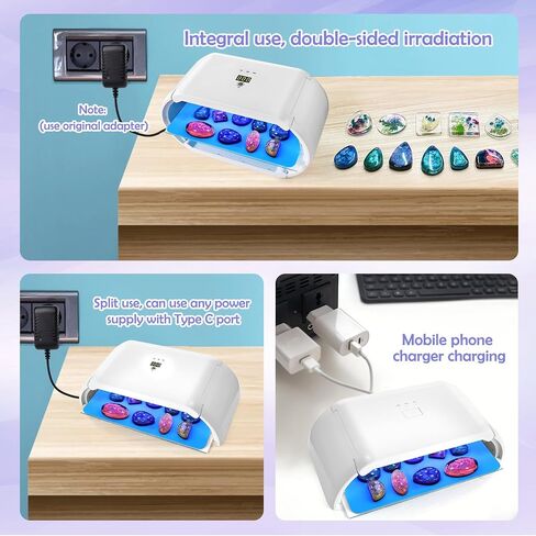 Mity rain Two Sides UV Light for Resin, UV Resin Light with 48 LED Beads Faster Curing，Foldable 72W UV Resin Lamp Split Usageable UV Light for Resin Curing Adjustable Time Digital Display in Saudi Arabia