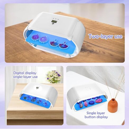 Mity rain Two Sides UV Light for Resin, UV Resin Light with 48 LED Beads Faster Curing，Foldable 72W UV Resin Lamp Split Usageable UV Light for Resin Curing Adjustable Time Digital Display in Saudi Arabia