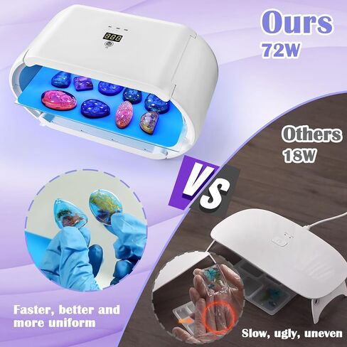 Mity rain Two Sides UV Light for Resin, UV Resin Light with 48 LED Beads Faster Curing，Foldable 72W UV Resin Lamp Split Usageable UV Light for Resin Curing Adjustable Time Digital Display in Saudi Arabia