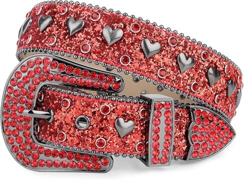 حزام TINIDI بحجر الراين للرجال والنساء، أحزمة جلدية مرصعة بالكريستال والألماس الغربي لسراويل الجينز in Kuwait