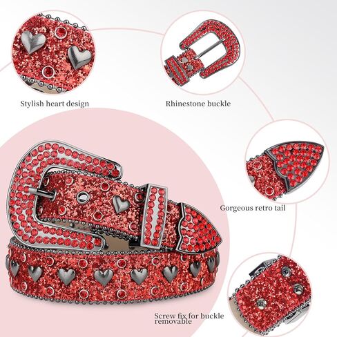 حزام TINIDI بحجر الراين للرجال والنساء، أحزمة جلدية مرصعة بالكريستال والألماس الغربي لسراويل الجينز in Kuwait