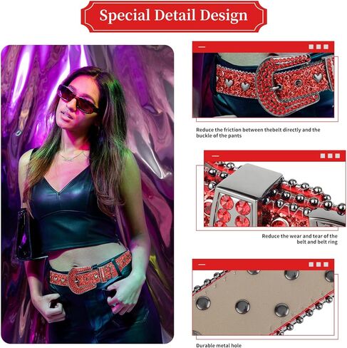 حزام TINIDI بحجر الراين للرجال والنساء، أحزمة جلدية مرصعة بالكريستال والألماس الغربي لسراويل الجينز in Kuwait