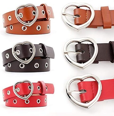 Women Grommet Belt Rock Jeans Belts for Men Leather Punk Belt in Saudi Arabia