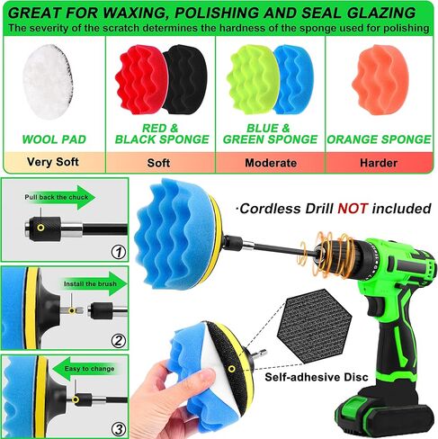 مجموعة فرش تفصيل السيارة مكونة من 29 قطعة، طقم تفصيل السيارة، مجموعة فرش حفر تفصيل السيارات، طقم وسادات تلميع وتلميع السيارة، طقم غسيل تنظيف السيارة للداخلية والخارجية والعجلات والسجاد والحمام in Kuwait