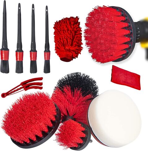 مجموعة فرش تفصيل السيارة 12 قطعة، طقم تفصيل السيارة، طقم أدوات تنظيف السيارة، مجموعة فرش الحفر لتفصيل السيارة، طقم وسادات إسفنجة لتلميع السيارة، طقم أدوات تنظيف السيارة للداخلية والخارجية والعجلات والإطارات in Kuwait