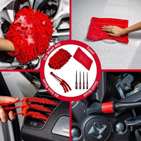 مجموعة فرش تفصيل السيارة 12 قطعة، طقم تفصيل السيارة، طقم أدوات تنظيف السيارة، مجموعة فرش الحفر لتفصيل السيارة، طقم وسادات إسفنجة لتلميع السيارة، طقم أدوات تنظيف السيارة للداخلية والخارجية والعجلات والإطارات in Kuwait