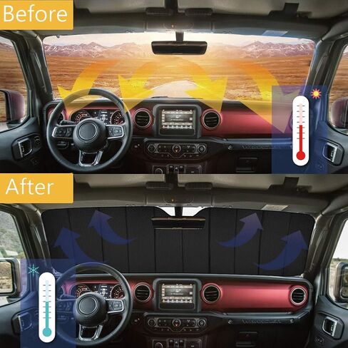 Big Hippo Windshield Sun Shade for 2007-2023 Wrangler Rubicon Sahara TJ JK JKU 2 & 4 Door-Blocks UV Rays Sun Visor Protector,Car Sun Shade Keep Your Vehicle Cool,Car Window Shade in Saudi Arabia