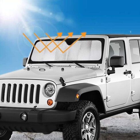 Big Hippo Windshield Sun Shade for 2007-2023 Wrangler Rubicon Sahara TJ JK JKU 2 & 4 Door-Blocks UV Rays Sun Visor Protector,Car Sun Shade Keep Your Vehicle Cool,Car Window Shade in Saudi Arabia