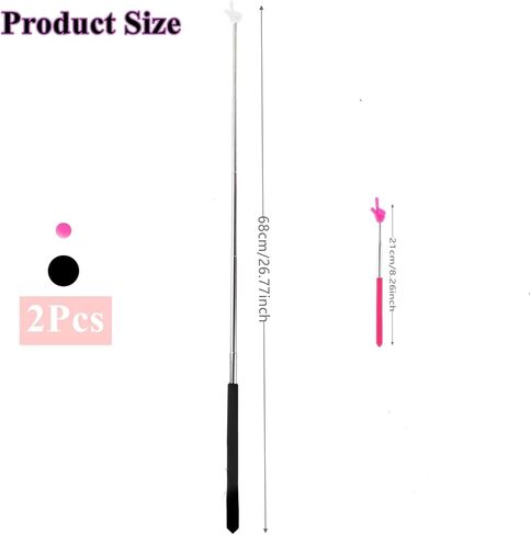 2 Pcs Telescopic Teachers Pointers Extendable Pointer Stick for Classroom Mini Retractable Finger Pointer Stick for Teacher Presentation Displays Classroom Supplies(Black Pink) in Kuwait
