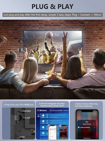 محول عرض HDMI لاسلكي TIMBOOTECH 4K - محول دونجل لاسلكي لمستقبل HDMI لبث الفيديو والصوت للاجتماعات والتعليم وPPT والمسرح المنزلي والحفلات والتوصيل والتشغيل ووضع المرآة والتمديد in Kuwait