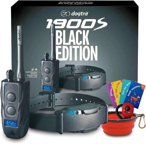 Dogtra 1900s Black Edition مع Boost & Lock - طوق النباح للكلاب الكبيرة، طوق تدريب الكلاب بمدى ميل واحد مع جهاز تحكم عن بعد، طوق صدمات مقاوم للماء بدرجة IPX9K، قابل لإعادة الشحن مع الكهرباء الساكنة والاهتزاز in Kuwait