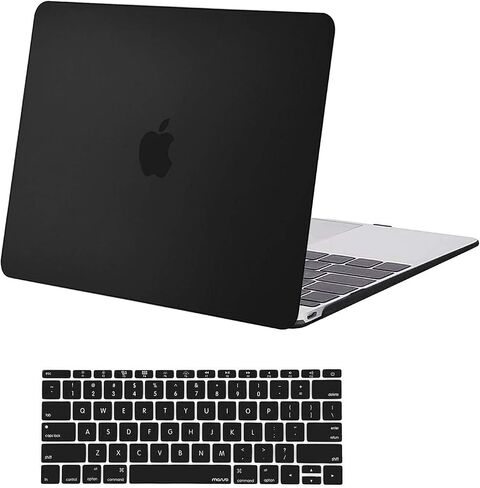 MOSISO Compatible with MacBook 12 inch Case with Retina Display (Model: A1534, Release 2017 2016 2015), Plastic Hard Shell Case & Keyboard Cover Skin, Black in Saudi Arabia