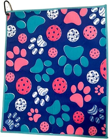 Pickleball Towel, Pickleball Gifts, Paw Print Pickleball Accessories, Microfiber & Cotton Athletic Towels with Carabiner Clip, Pickle Ball Gifts for Women, Pickleball Gear in Saudi Arabia