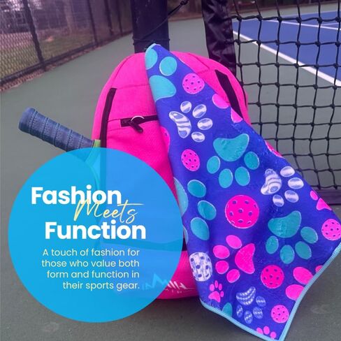 Pickleball Towel, Pickleball Gifts, Paw Print Pickleball Accessories, Microfiber & Cotton Athletic Towels with Carabiner Clip, Pickle Ball Gifts for Women, Pickleball Gear in Saudi Arabia