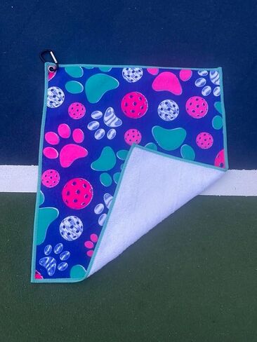 Pickleball Towel, Pickleball Gifts, Paw Print Pickleball Accessories, Microfiber & Cotton Athletic Towels with Carabiner Clip, Pickle Ball Gifts for Women, Pickleball Gear in Saudi Arabia