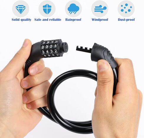 Combination Bike Cable Locks, 4 Digit Bike Lock Chain Bike Lock Cable Heavy Duty Resettable Self Coiling Combination Cable Combo Bike Locks Scooter Lock 2Feet in Saudi Arabia