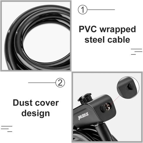 Bicycle Lock Heavy Duty Bike Cable Lock Portable Lock Coil Cable for Bike Electric Bike Strollers in Kuwait