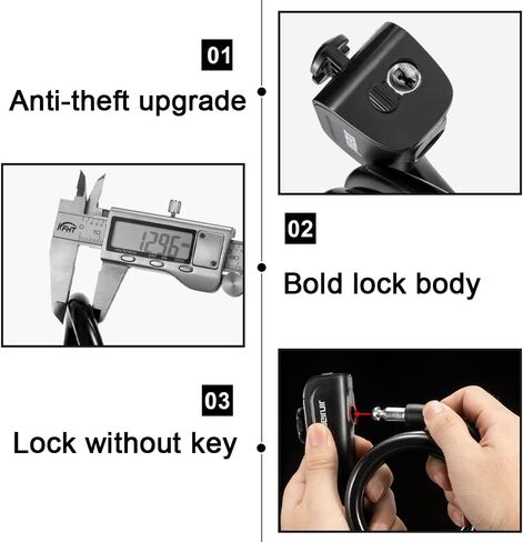 Bicycle Lock Heavy Duty Bike Cable Lock Portable Lock Coil Cable for Bike Electric Bike Strollers in Kuwait